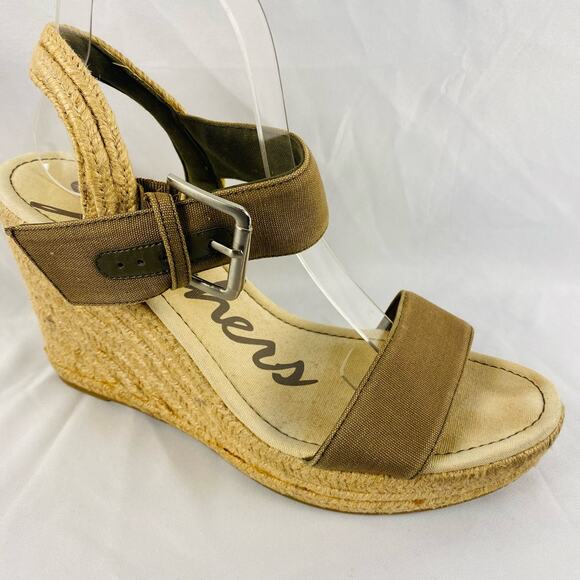 Skechers Espadrille Fabric Tan Wedge Sandals Size 10‎ - Picture 1 of 9